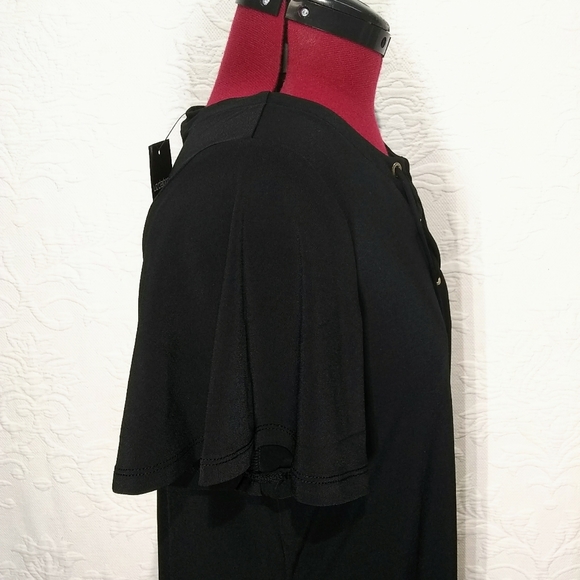 Liz Claiborne NWT Small Black Lace Up Top Blouse - Picture 6 of 11